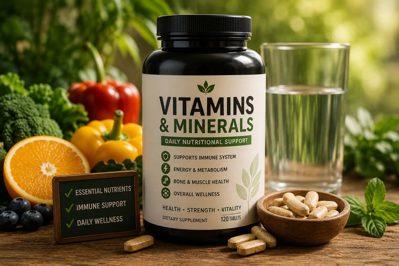 Vitamins and health capsules